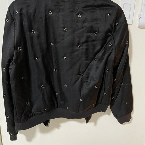Small Velvet Viviette Grommet Bomber Jacket - Picture 3 of 6